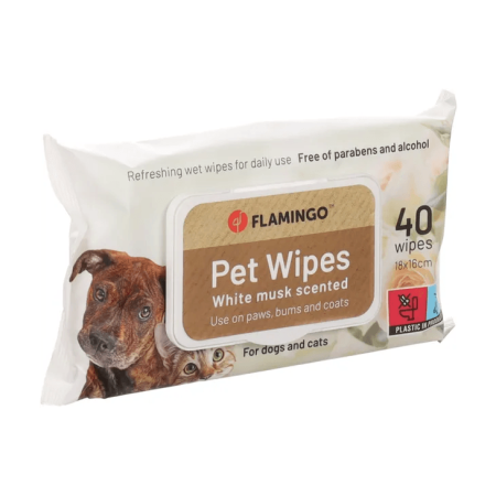 Flamingo Musk Scented Pet Wipes, 40 Wipes - فلامينجو موسك سكينتيد