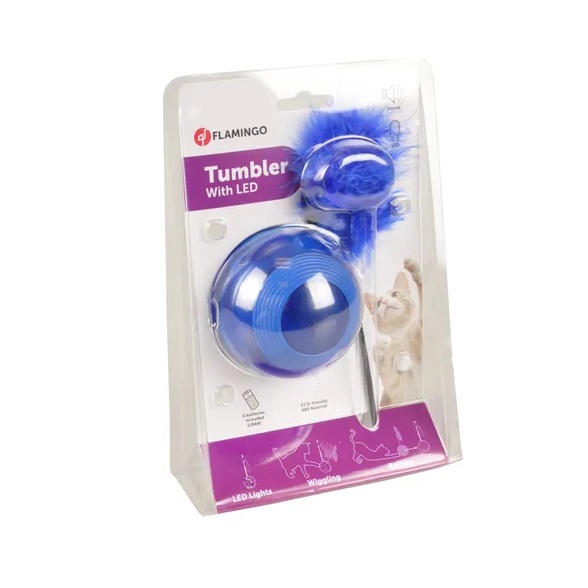 Flamingo Tumbler With LED Electronic Cat Toy, Blue - فلامينجو تومبلير ويث — للقطط - Image 2