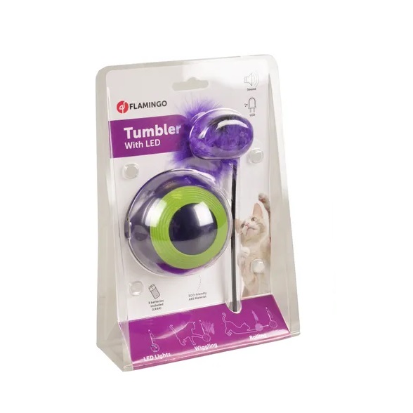 Flamingo Tumbler With LED Electronic Cat Toy, Purple - فلامينجو تومبلير ويث — للقطط - Image 2