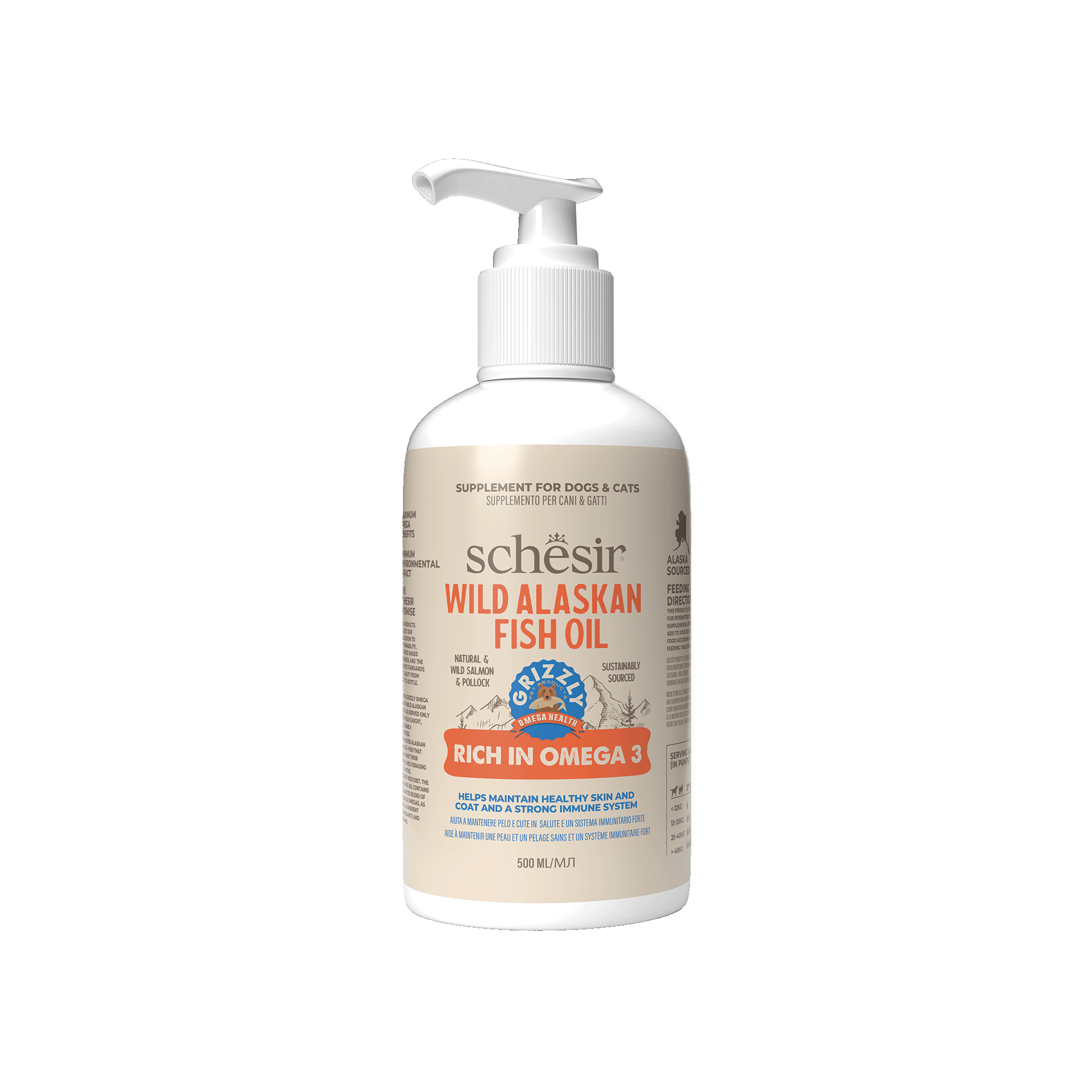 Schesir Wild Alaskan Fish Oil! Rich in Omega 3, 500ml - شيسير أويلد الاسكان —، 500 مل