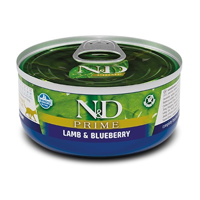Farmina N&D Prime Lamb & Blueberry Wet Cat Food, 80 g - فارمينا ن و امب;د بريمي — للقطط طعام رطب بنكهة لحم الضأن، 80 جم