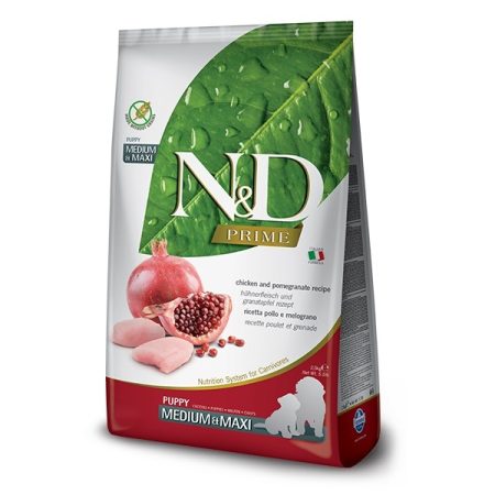 Farmina N&D Prime Chicken & Pomegranate Medium & Maxi Dry Puppy Food, 2.5 Kg - فارمينا ن و امب;د بريمي — للكلاب طعام جاف بنكهة الدجاج الجِراء، 2.5 كجم