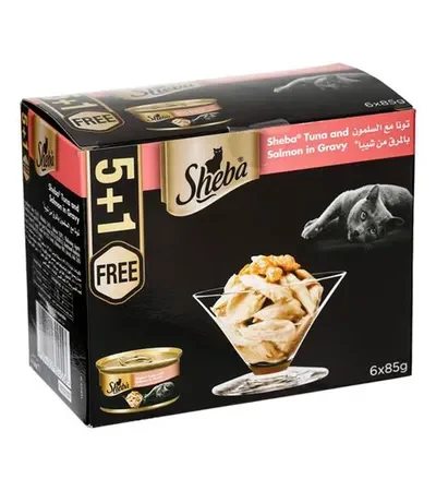 Sheba Tuna And Salmon In Gravy Wet Cat Food, 85g, (5 + 1 Free) - شيبا تونا اند — للقطط طعام رطب بنكهة السلمون، 85 جم
