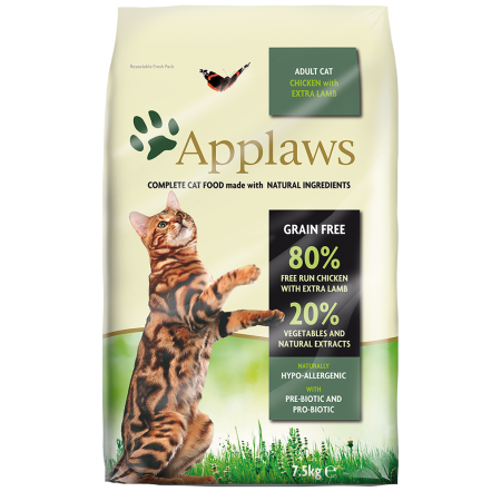 Applaws Adult Chicken with Extra Lamb Dry Cat Food - أبلاوز — للقطط طعام جاف بنكهة الدجاج البالغة