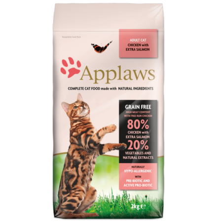 Applaws Adult Chicken with Extra Salmon Dry Cat Food - أبلاوز — للقطط طعام جاف بنكهة الدجاج البالغة
