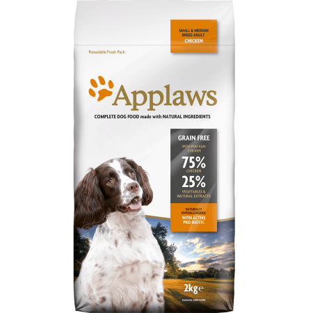 Applaws Chicken Small and Medium Breed Dry Dog Food, 2 kg - أبلاوز تشيكين سمالل — للكلاب طعام جاف بنكهة الدجاج، 2 كجم