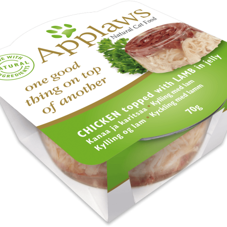 Applaws Chicken topped with Lamb in Jelly Wet Cat Food, 70 g - أبلاوز تشيكين توببيد — للقطط طعام رطب بنكهة الدجاج، 70 جم