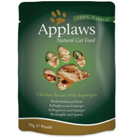 Applaws Chicken with Asparagus in Broth Wet Cat Food, 70 g - أبلاوز تشيكين ويث — للقطط طعام رطب بنكهة الدجاج، 70 جم