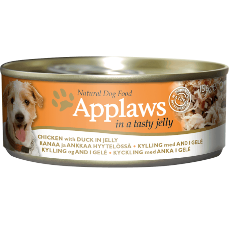 Applaws Chicken With Duck In Jelly Wet Dog Food, 156 g - أبلاوز تشيكين ويث — للكلاب طعام رطب بنكهة الدجاج، 156 جم
