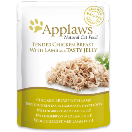 Applaws Chicken with Lamb in Jelly Wet Cat Food, 70 g - أبلاوز تشيكين ويث — للقطط طعام رطب بنكهة الدجاج، 70 جم