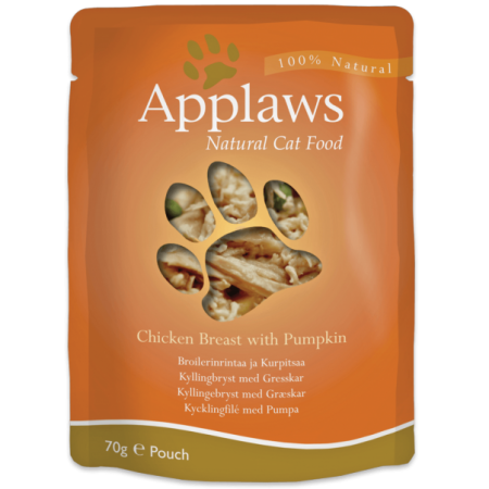 Applaws Chicken with Pumpkin in Broth Wet Cat Food, 70 g - أبلاوز تشيكين ويث — للقطط طعام رطب بنكهة الدجاج، 70 جم