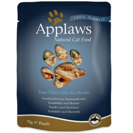 Applaws Tuna with Sea Bream Wet Cat Food, 70 g - أبلاوز تونا ويث — للقطط طعام رطب بنكهة التونة، 70 جم
