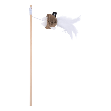 District 70 BAIT Natural Wood Wand Cat Toy, White - ديستريكت 70 بايت — للقطط