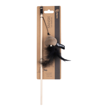 District 70 SMASH Natural Wood Wand Cat Toy, Black - ديستريكت 70 سماش — للقطط