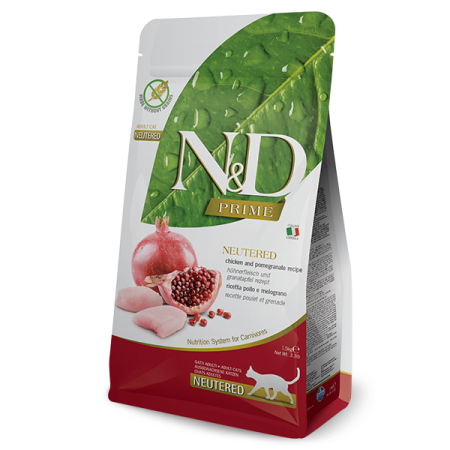 Farmina N&D Chicken & Pomegranate Neutered Dry Cat Food - فارمينا ن و امب;د تشيكين — للقطط طعام جاف بنكهة الدجاج