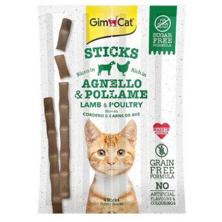 GimCat Sticks Lamb and Poulty 4 Pieces, 20g - جيمكات ستيكس لامب — للقطط بنكهة لحم الضأن، 20 جم