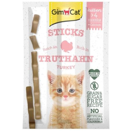 GimCat Kitten Sticks Turkey 3 Pieces, 20g - جيمكات — للقطط بنكهة الديك الرومي القطط الصغيرة، 20 جم