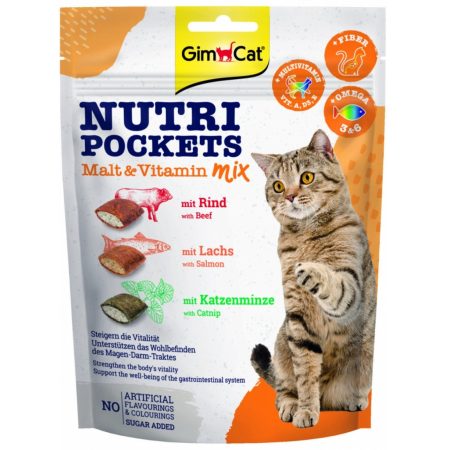 GimCat Nutri Pockets Malt & Vitamin Mix, 150 g - جيمكات نوتري بوكيتس — للقطط، 150 جم