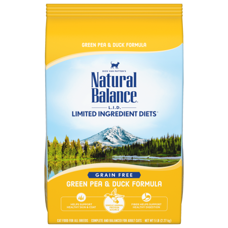 Natural Balance Limited Ingredient Diet Green Pea & Duck Formula Dry Cat Food, 2.27 kg - ناتورال بالانكي ليميتيد — للقطط طعام جاف بنكهة البط، 2.27 كجم