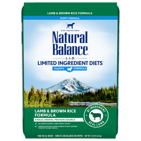 Natural Balance Limited Ingredient Diets Lamb & Brown Rice Formula Dry Puppy Food - ناتورال بالانكي ليميتيد — للكلاب طعام جاف بنكهة لحم الضأن الجِراء