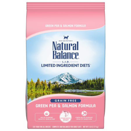 Natural Balance Limited Ingredients Diets Green Pea & Salmon Formula Dry Cat Food, 2.27 kg - ناتورال بالانكي ليميتيد — للقطط طعام جاف بنكهة السلمون، 2.27 كجم