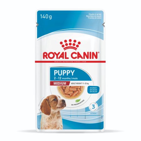 Royal Canin Medium Breed Wet Puppy Food, 140 g - رويال كانين ميديوم — للكلاب طعام رطب الجِراء، 140 جم