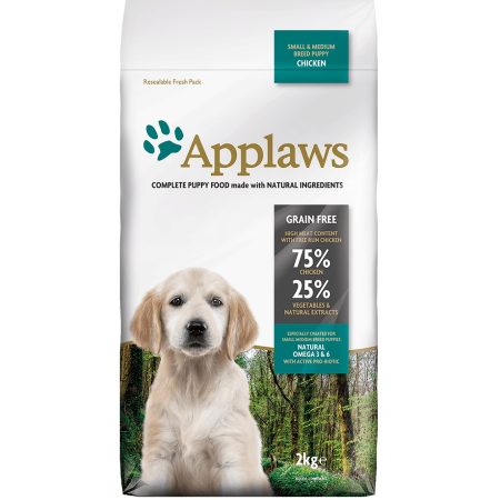 Applaws Chicken Small & Medium Breed Dry Puppy Food, 2 kg - أبلاوز تشيكين سمالل — للكلاب طعام جاف بنكهة الدجاج الجِراء، 2 كجم
