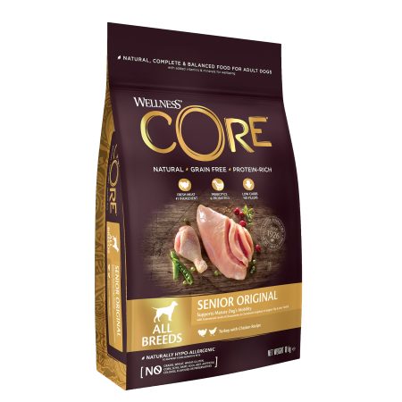 Wellness CORE Senior Original All Breed Turkey With Chicken Recipe Dry Dog Food, 10 kg - أويللنيسس كوري — للكلاب طعام جاف بنكهة الدجاج الكبيرة، 10 كجم