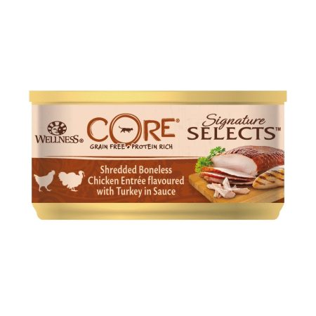 Wellness CORE Signature Selects Shredded Chicken with Turkey Wet Cat Food, 79 g - أويللنيسس كوري سيجناتوري — للقطط طعام رطب بنكهة الدجاج، 79 جم