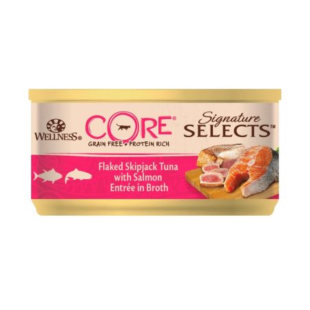 Wellness CORE Signature Selects Flaked Skipjack Tuna & Salmon Wet Cat Food, 79 g - أويللنيسس كوري سيجناتوري — للقطط طعام رطب بنكهة السلمون، 79 جم