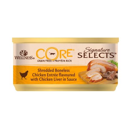 Wellness CORE Signature Selects Shredded Chicken & Chicken Liver Wet Cat Food, 79 g - أويللنيسس كوري سيجناتوري — للقطط طعام رطب بنكهة الدجاج، 79 جم