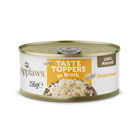 Applaws Taste Toppers Chicken Breast in Broth Canned Dog Food, 156g - أبلاوز تاستي توببيرس — للكلاب طعام رطب بنكهة الدجاج، 156 جم