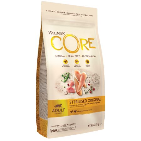Wellness CORE Sterilised Original Chicken with Turkey Dry Cat Food, 1.75 KG - أويللنيسس كوري ستيريليسيد — للقطط طعام جاف بنكهة الدجاج، 1.75 كجم