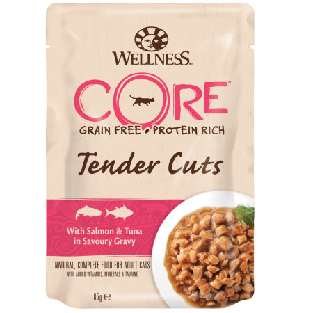 Wellness CORE Tender Cuts Salmon & Tuna Wet Cat Food, 85 g - أويللنيسس كوري تيندير — للقطط طعام رطب بنكهة السلمون، 85 جم