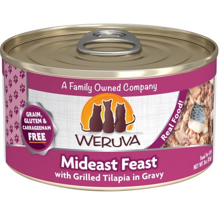 Weruva Mideast Feast with Grilled Tilapia in Gravy Wet Cat Food, 85 g - أويروفا ميدياست فياست — للقطط طعام رطب، 85 جم