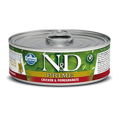 Farmina N&D Cat Prime Chicken & Pomegranate Wet Kitten Food, 80 g - فارمينا ن و امب;د (Farmina N&D) — للقطط طعام رطب بنكهة الدجاج القطط الصغيرة، 80 جم