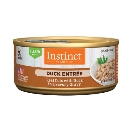 Instinct Duck Entree Grain-Free Flaked Wet Cat Food, 85g - إنستينكت دوك ينتري — للقطط طعام رطب بنكهة البط خالٍ من الحبوب، 85 جم