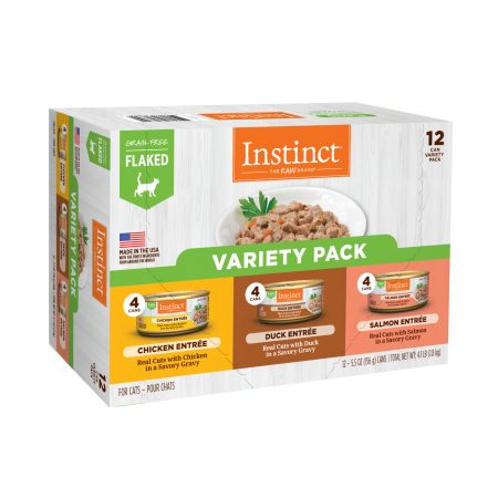 Instinct Variety Pack Grain-Free Flaked Wet Cat Food, 12 cans - إنستينكت فاريتي باك — للقطط طعام رطب خالٍ من الحبوب
