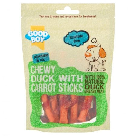 Good Boy Chewy Duck with Carrot Sticks, 90g - جود بوي تشيوي — مكافآت بنكهة البط، 90 جم