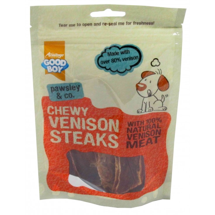 Good Boy Chewy Venison Steaks Dog Treat, 80g - جود بوي تشيوي — للكلاب مكافآت، 80 جم - Image 2