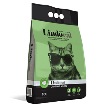 LindoCat White Bentonite Original White Fragrance free, 10L - ليندوكات وهيتي بينتونيتي — للقطط، 10 لتر