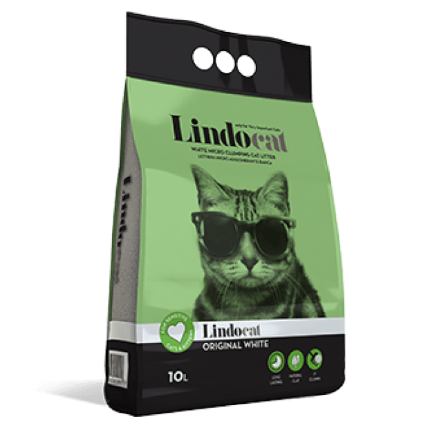 LindoCat White Bentonite Original White Fragrance free, 10L - ليندوكات وهيتي بينتونيتي — للقطط، 10 لتر