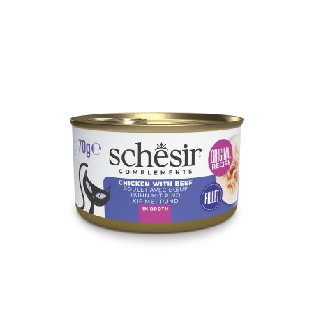 Schesir Chicken with Beef in Broth Wet Cat Food, 70g - شيسير تشيكين ويث — للقطط طعام رطب بنكهة الدجاج، 70 جم