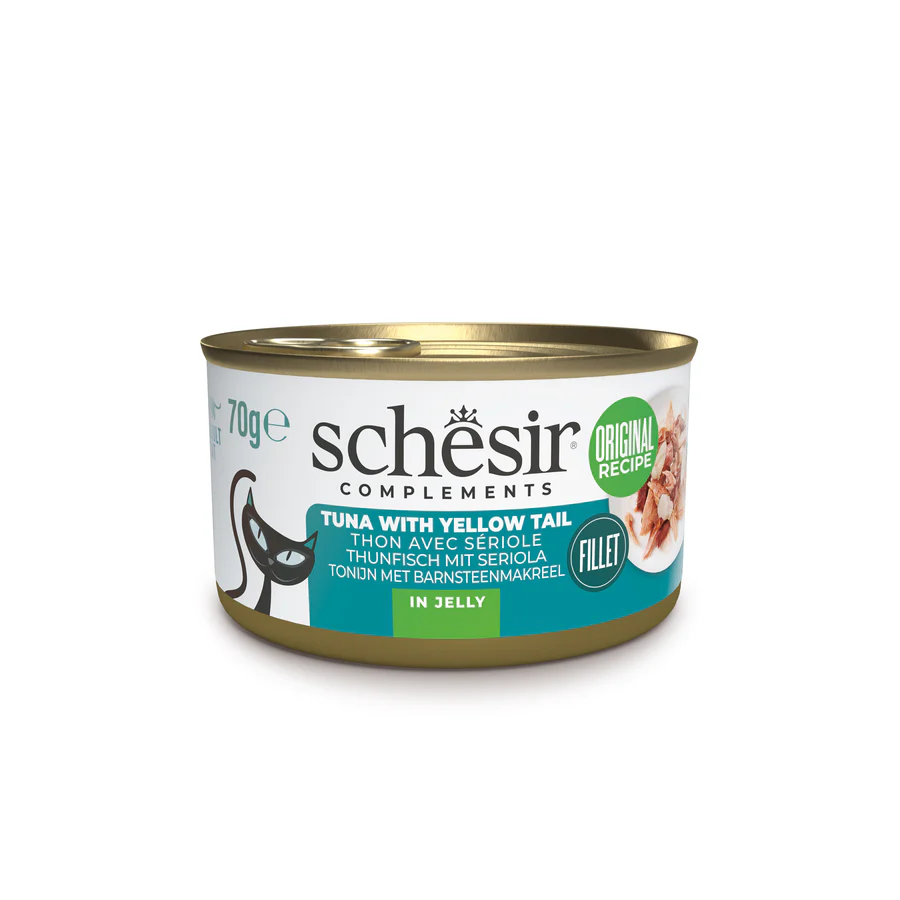 Schesir Tuna with yellow tail in Jelly Wet Cat Food, 70g - شيسير تونا ويث — للقطط طعام رطب بنكهة التونة، 70 جم