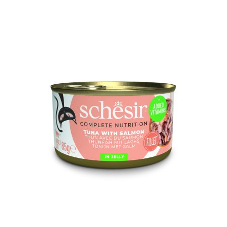 Schesir Complete Nutrition Tuna with Salmon in Jelly Wet Cat Food, 85g - شيسير كومبليتي نوتريشن — للقطط طعام رطب بنكهة السلمون، 85 جم