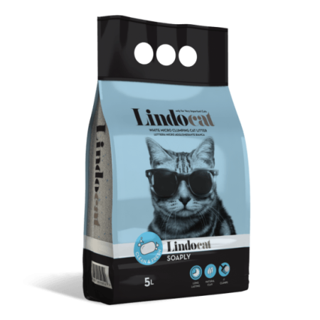 LindoCat White Bentonite Soaply Scented, 5L - ليندوكات وهيتي بينتونيتي — للقطط، 5 لتر