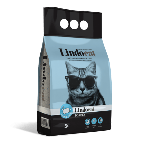 LindoCat White Bentonite Soaply Scented, 5L - ليندوكات وهيتي بينتونيتي — للقطط، 5 لتر