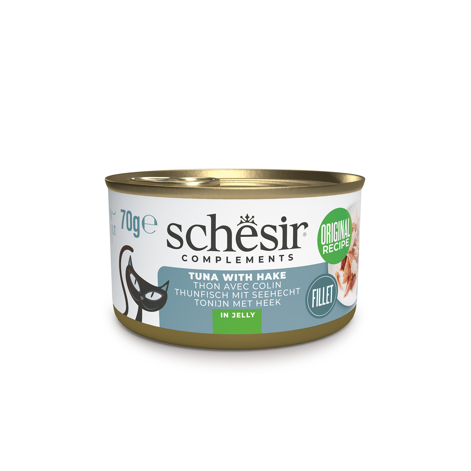 Schesir Tuna with hake in Jelly Wet Cat Food, 70g - شيسير تونا ويث — للقطط طعام رطب بنكهة التونة، 70 جم