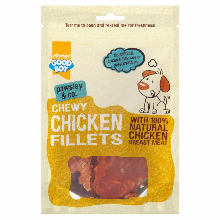 Good Boy Chewy Chicken Fillets Dog Treat, 80g - جود بوي تشيوي — للكلاب مكافآت بنكهة الدجاج، 80 جم