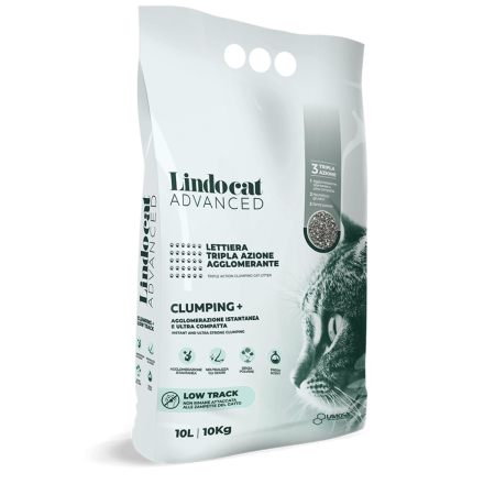 Lindocat Advanced Clumping + Low Track (Fragrance-free) Natural Bentonite Cat Litter, 10 L - ليندوكات ادفانكيد كلومبينج — للقطط رمل قطط، 10 لتر